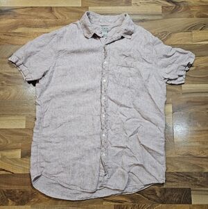 L.L. Bean 100% Linen Short Sleeve Shirt XL Tall Slightly Fitted